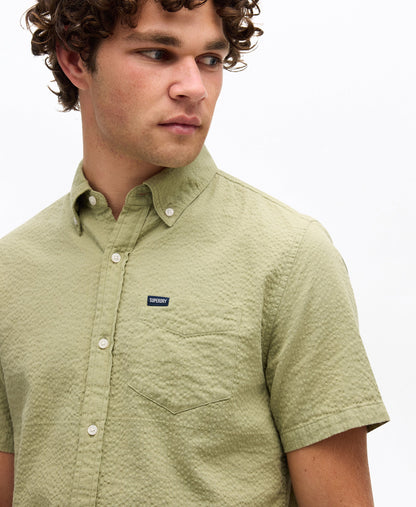Seersucker Short Sleeve Shirt | Burnt Sage