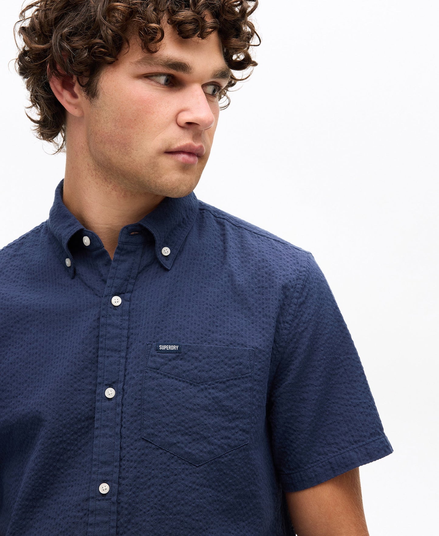 Seersucker Short Sleeve Shirt | Lauren Navy