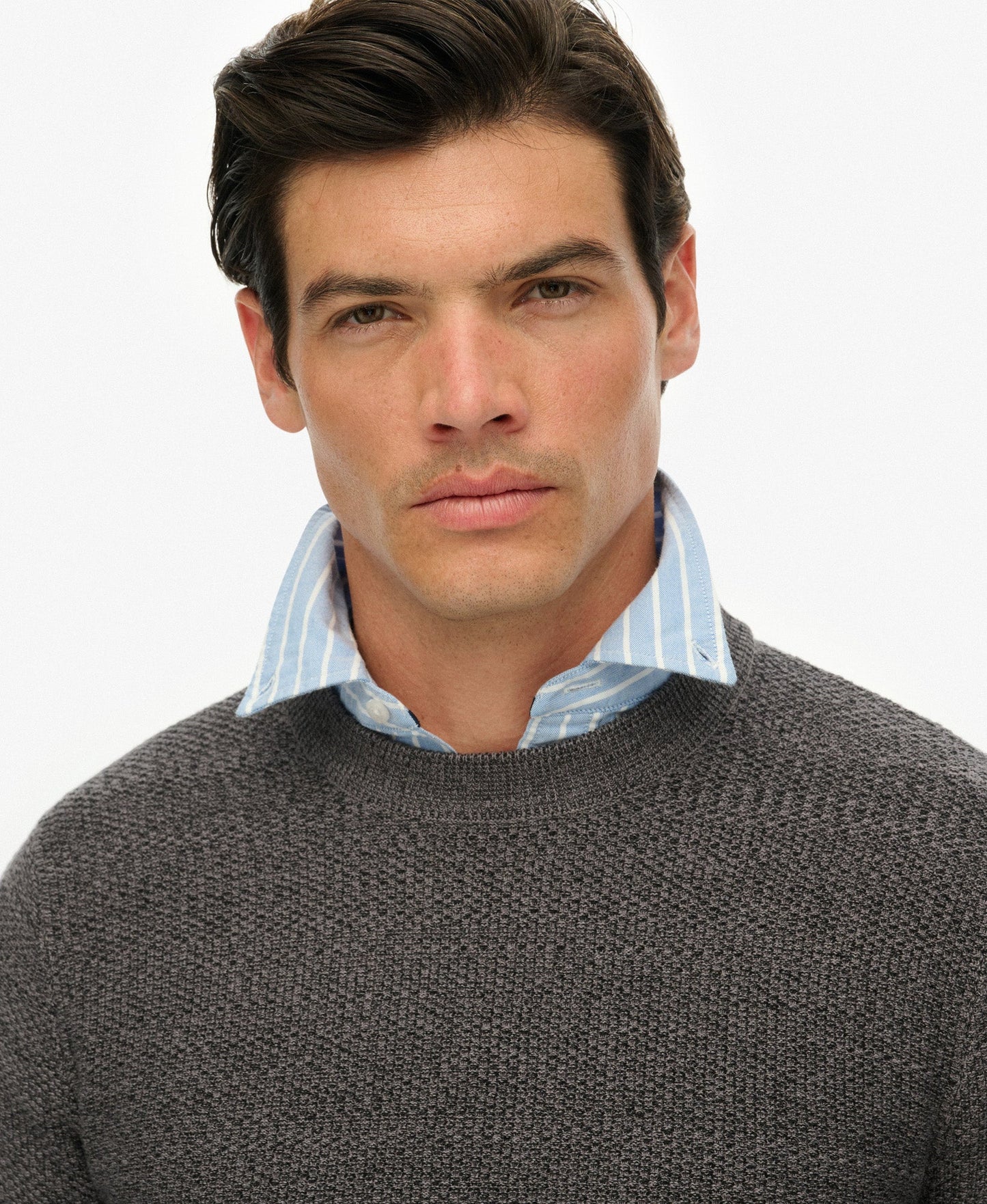 Light Weight Cotton Texture Jumper | Black/Dark Grey