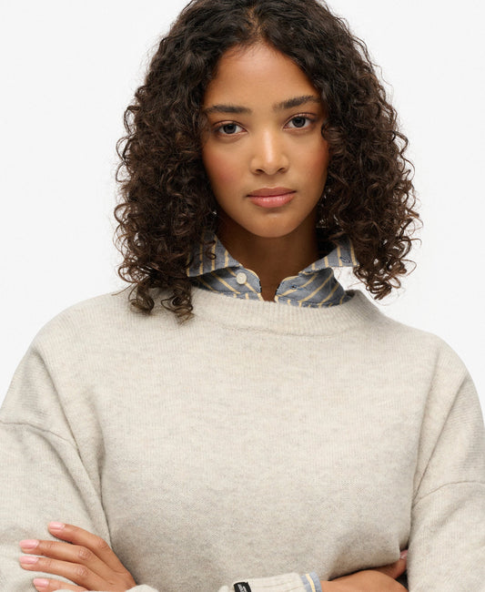 Slouchy Crew Neck Jumper | Oatmeal Twist
