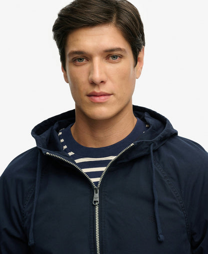 Hooded Washed Twill Jacket | Washed Navy