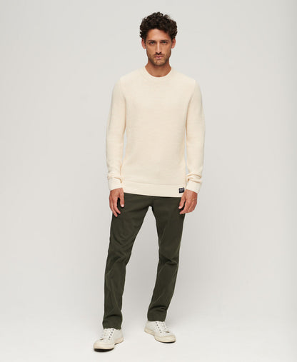 Textured Crew Knit Jumper | Ecru Heather