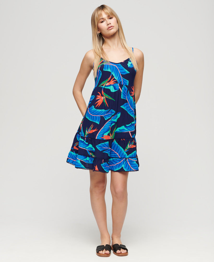 Mini Cami Beach Dress | Navy Paradise