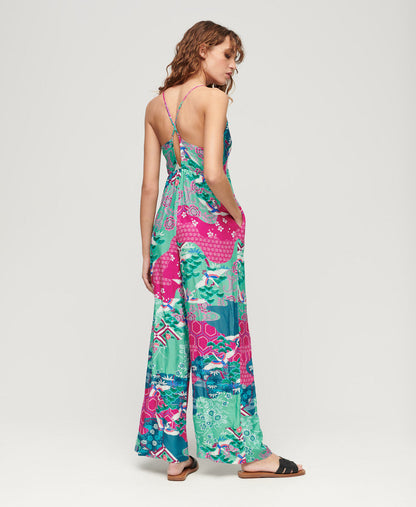 Printed Cami Jumpsuit | Magenta Stork Cloud