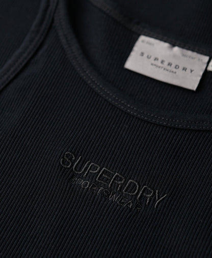 Embroidered Rib Racer Slim Fit Dress | Black