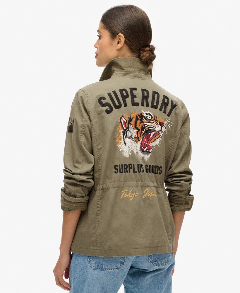 Embroidered M65 Military Jacket | Moss Khaki