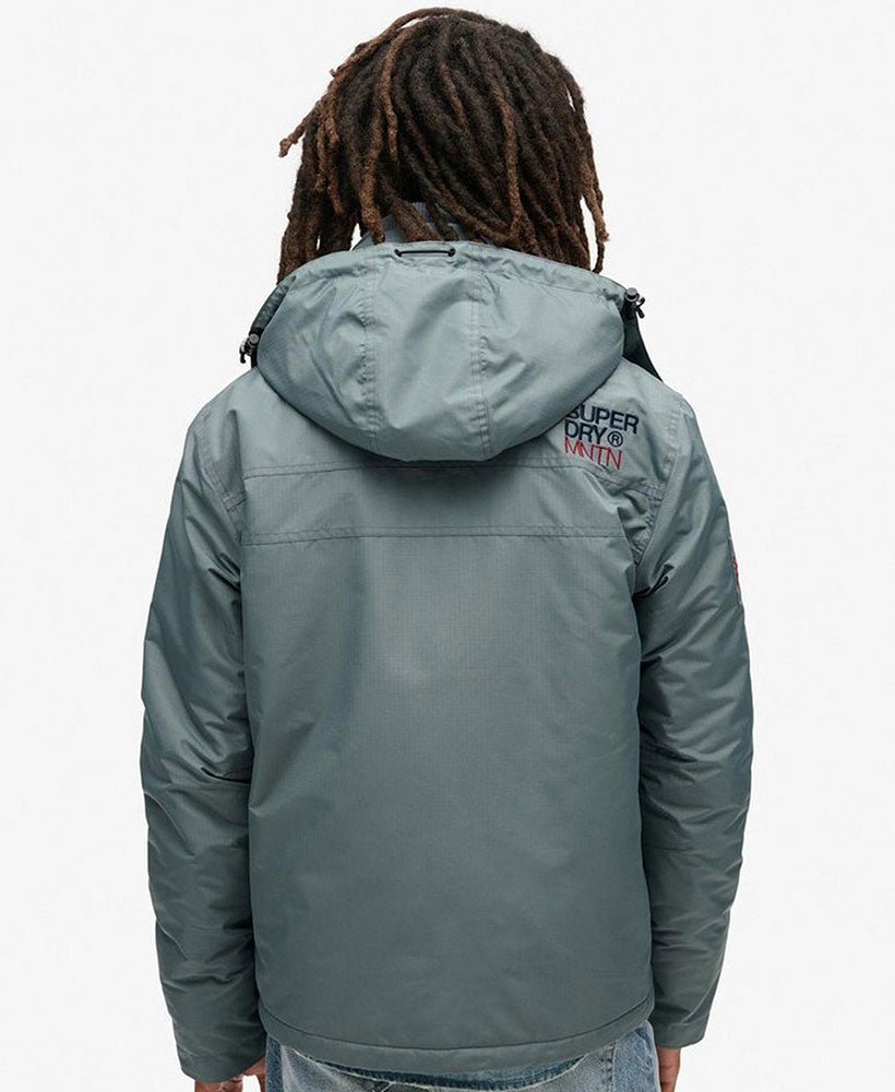 Hooded Mountain Windbreaker Slim Fit Jacket | Stormy Weather Blue