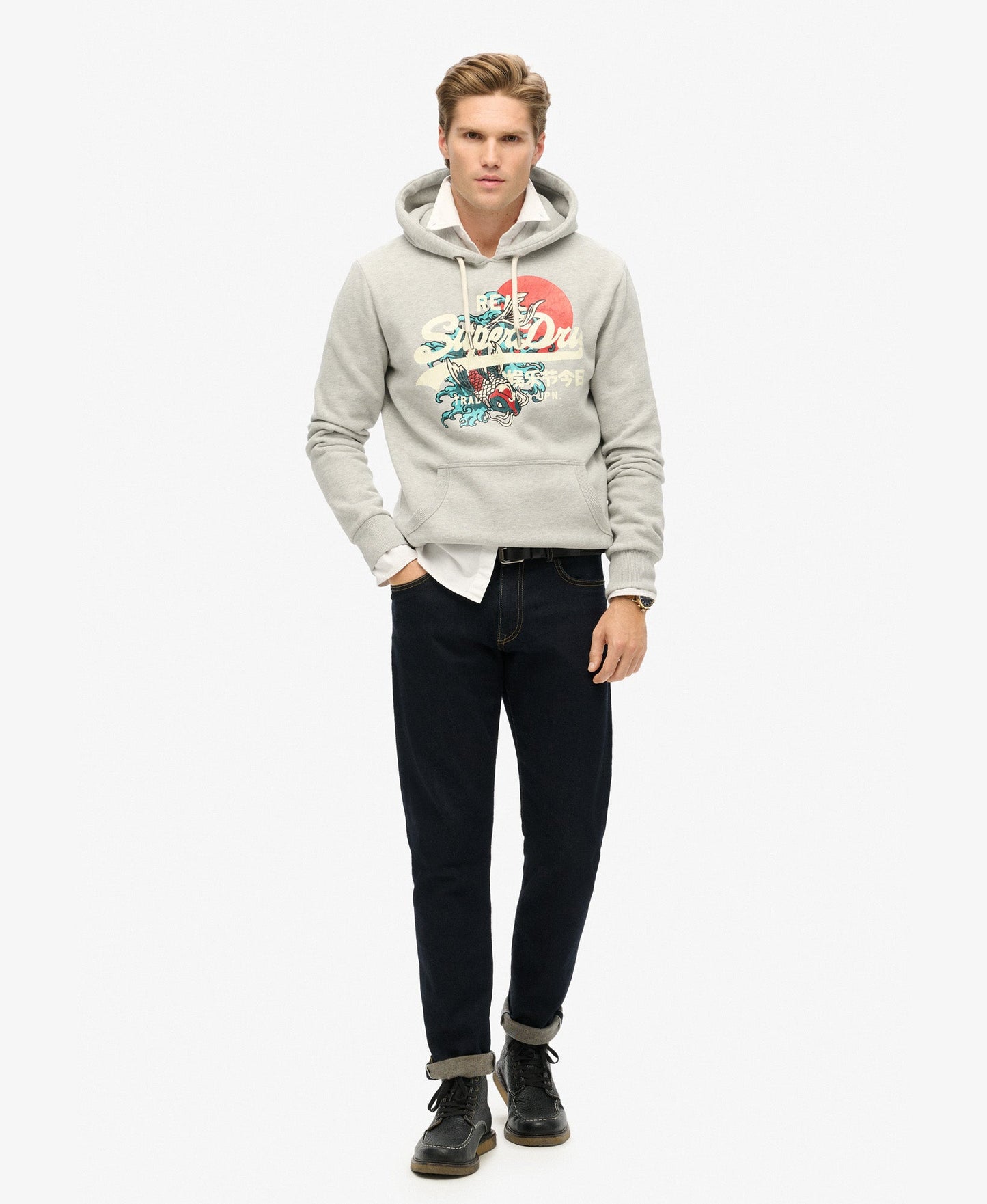 Tokyo Vintage Logo Graphic Hoodie | Pumice Stone Beige Marle