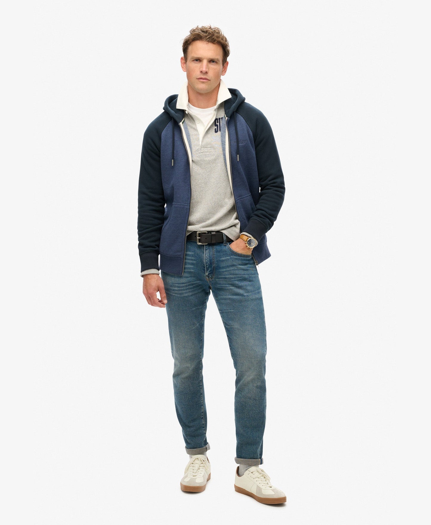 Essential Baseball Slim Fit Ziphood | Heritage Nvy Marle/Eclipsenvy