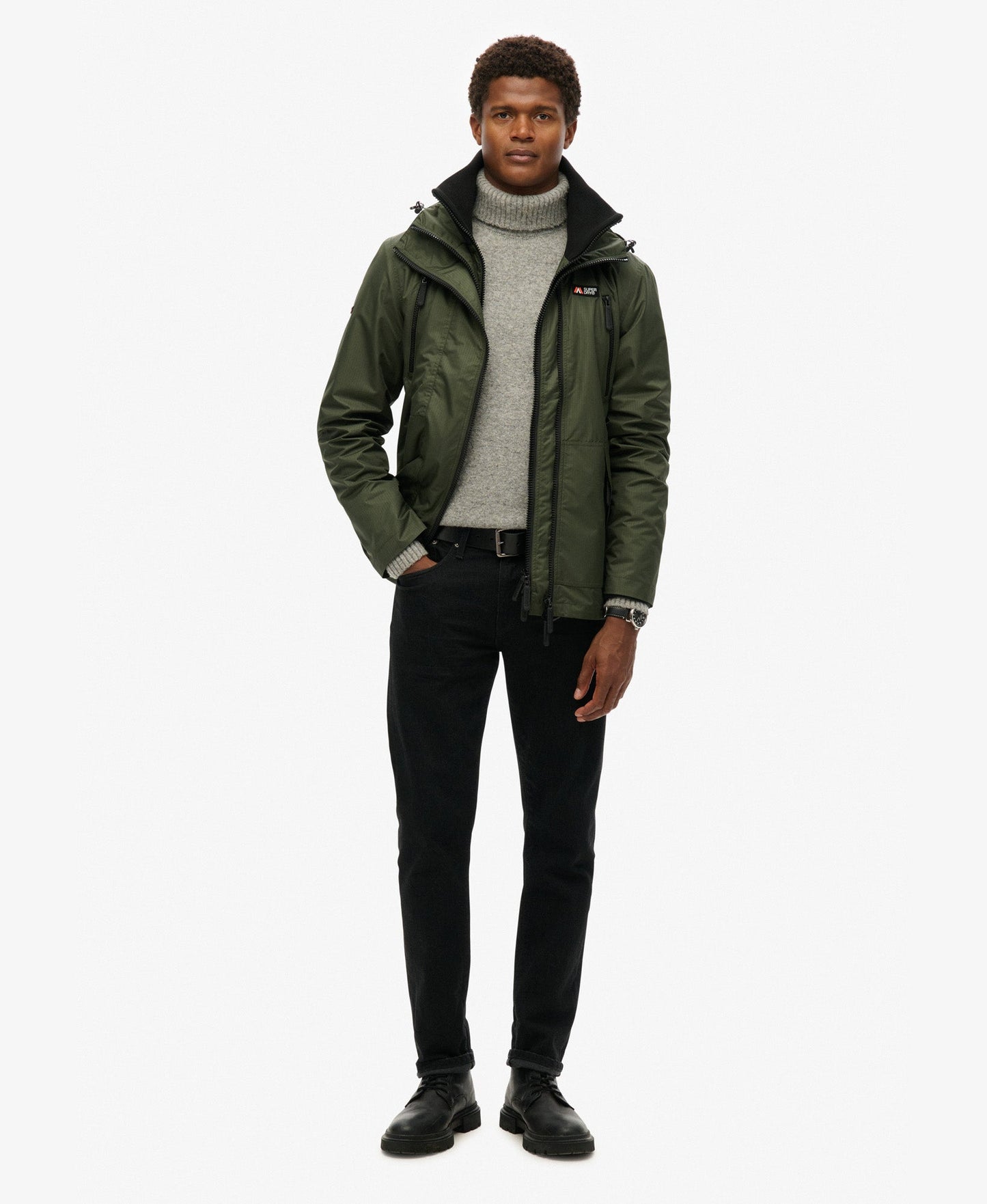 Hooded Mountain Windbreaker Jacket | Surplus Goods Olive Green