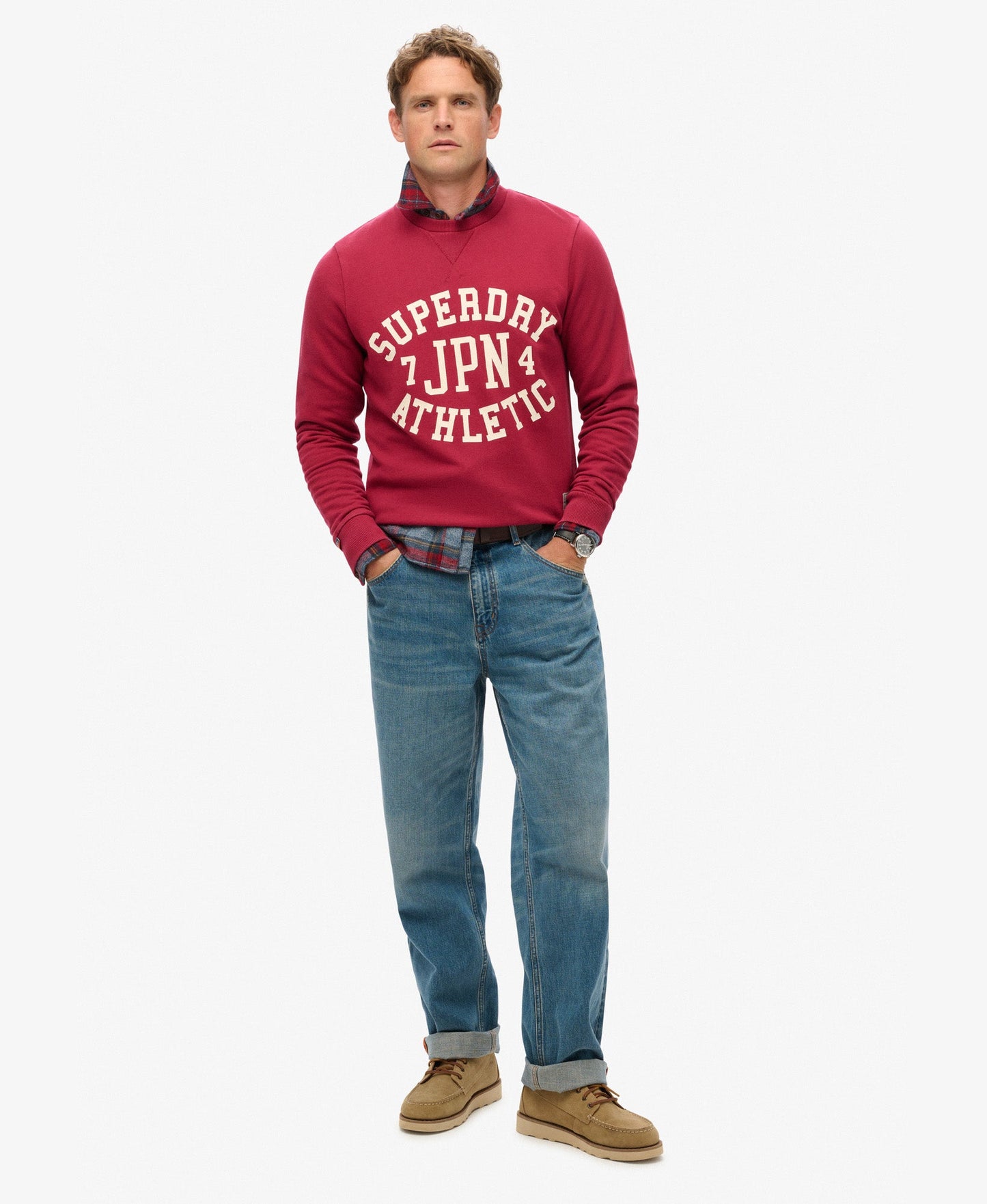 Athletic Printed Sweatshirt | Bordeaux Red