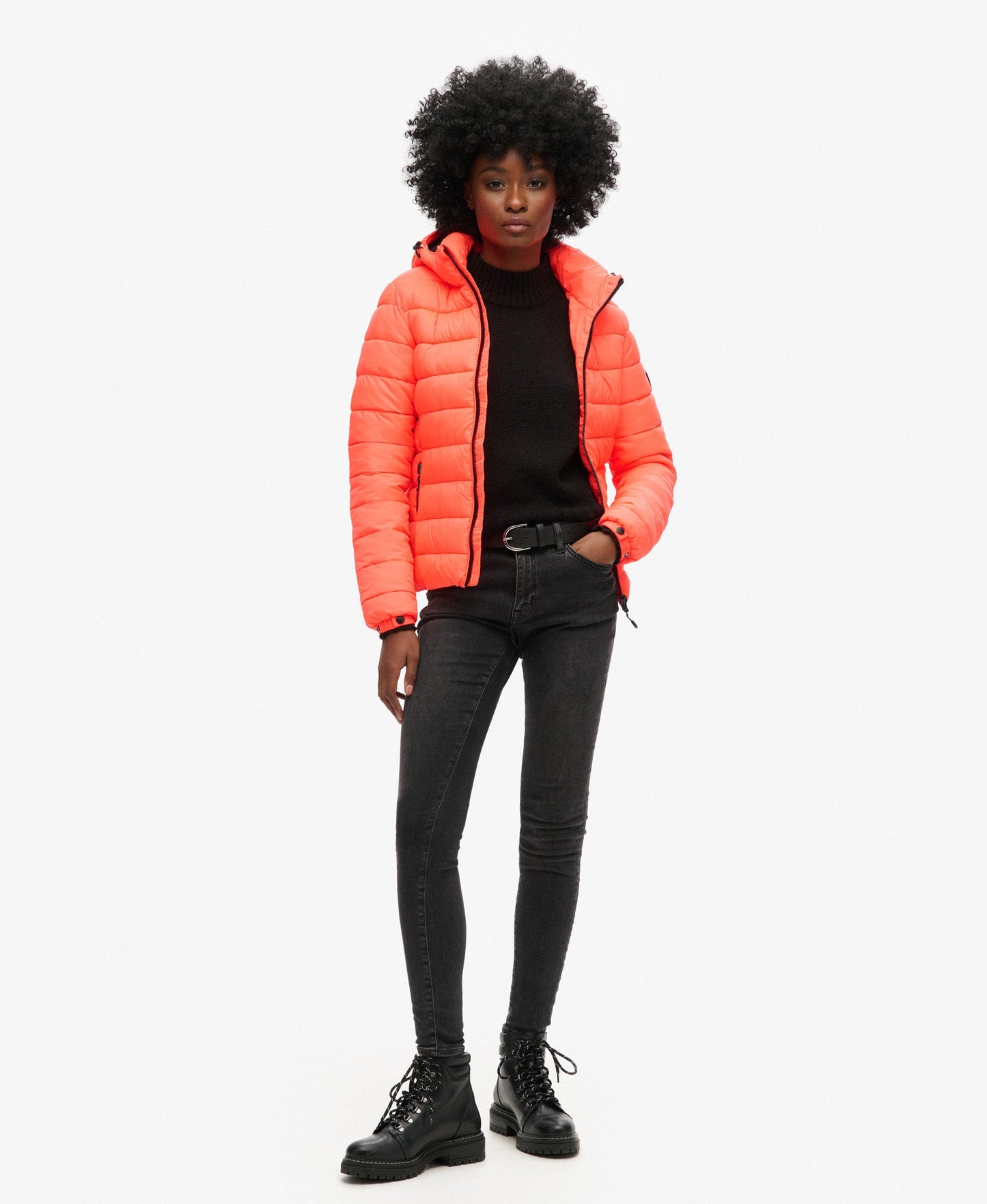 Classic Fuji Puffer Slim Fit Jacket | Hyper Fire Coral