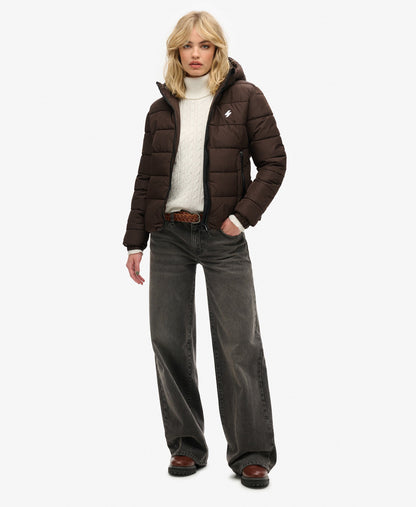 Slim Fit Hooded Spirit Sports Puffer | Dark Oak Brown