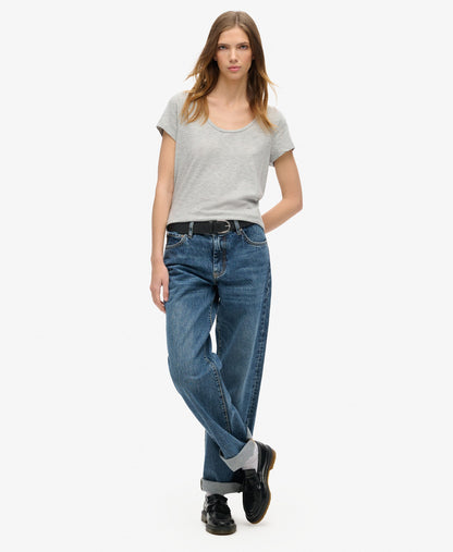 Scoop Neck Slim Fit Tee | Pepper Grey Marle