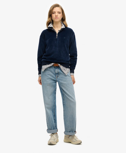 Velour Half Zip | Richest Navy