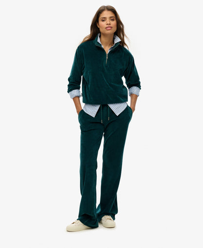 Velour Half Zip | Dark Pine Green