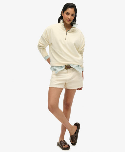 Velour Half Zip | Desert Bone Off White