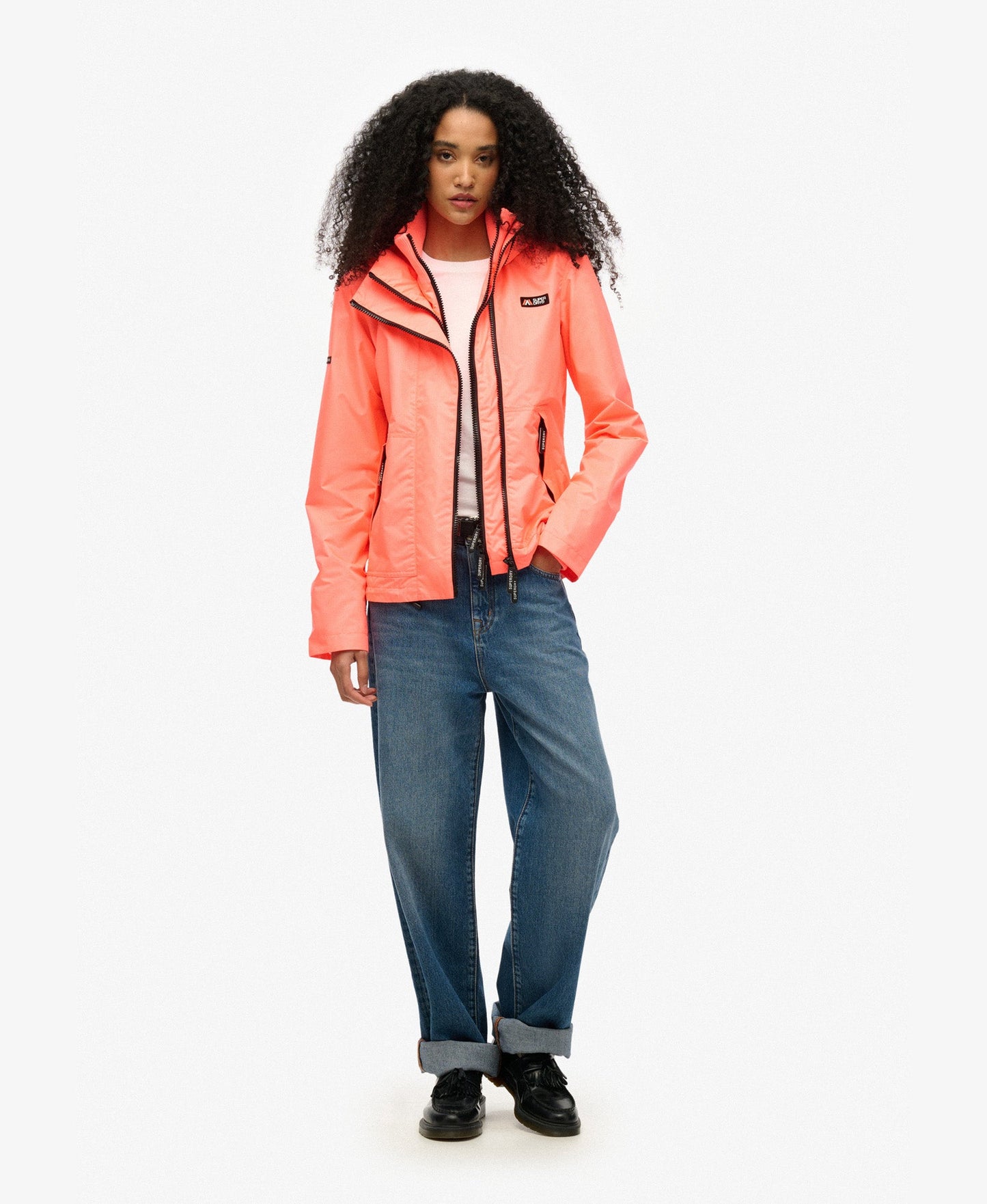 Hooded Mountain Windbreaker Slim Fit Jacket | Pastelline Coral