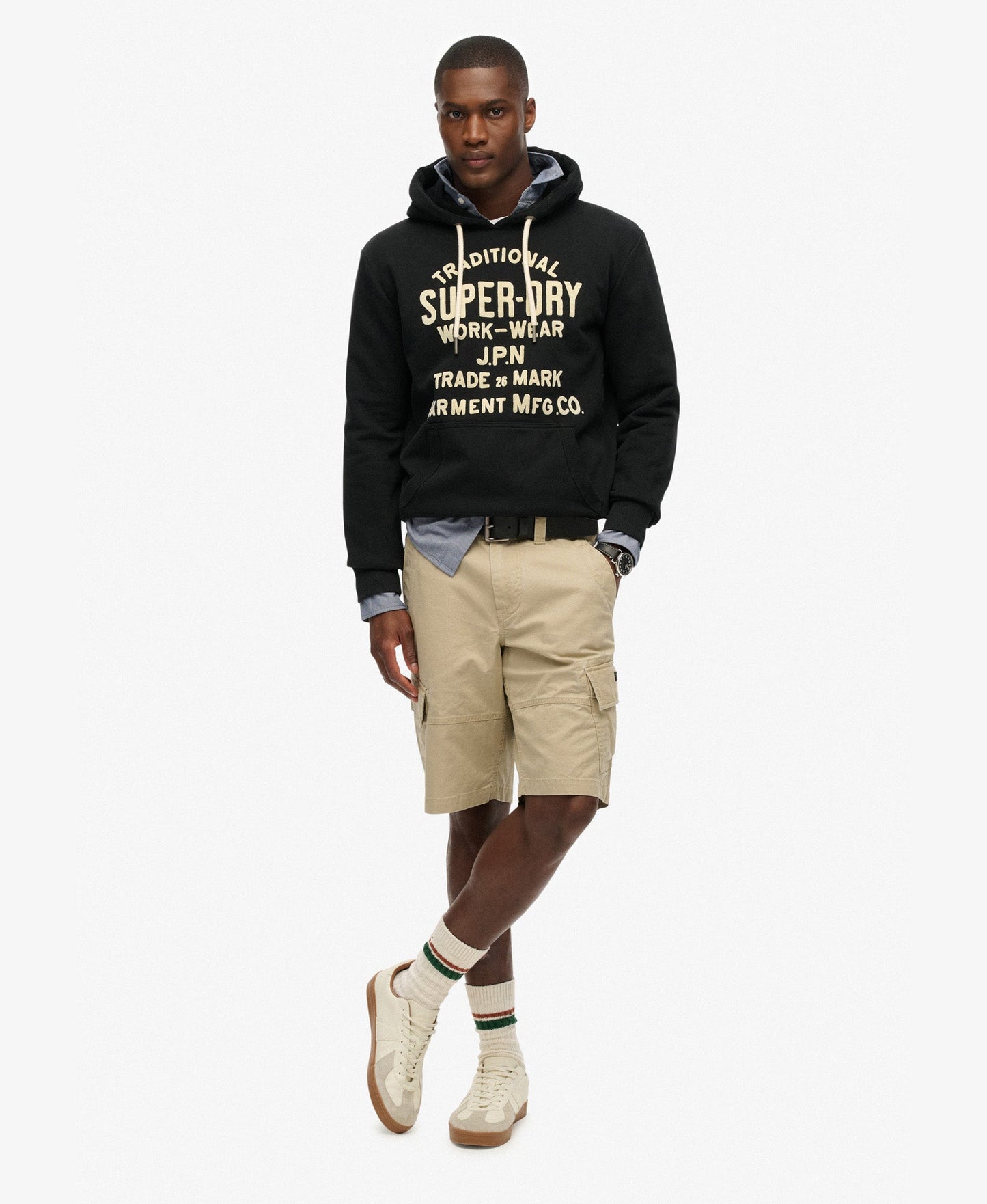 Workwear Flock Graphic Hoodie | Nero Black Marle