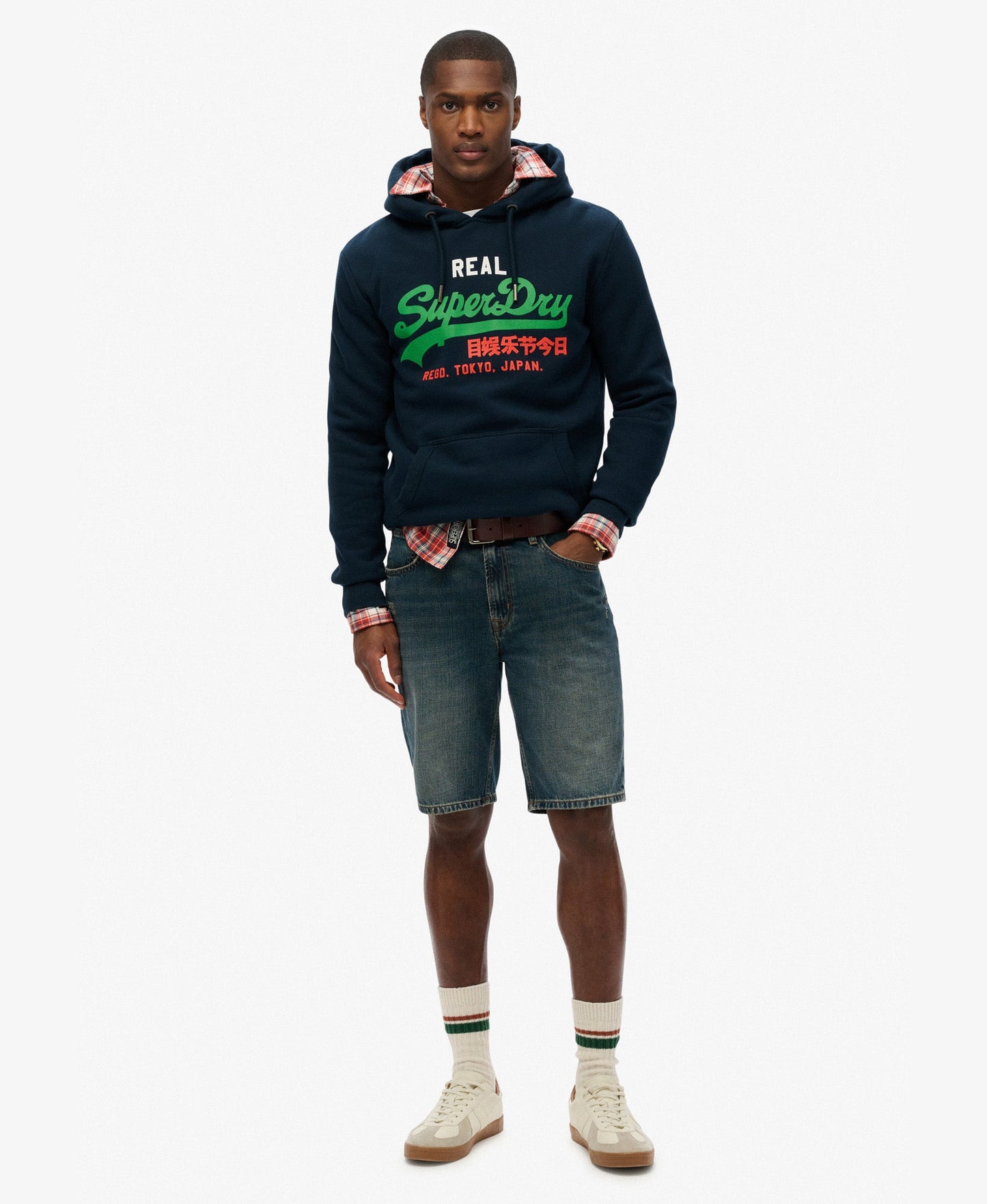 Vintage Logo Tri Slim Fit Hoodie | Eclipse Navy