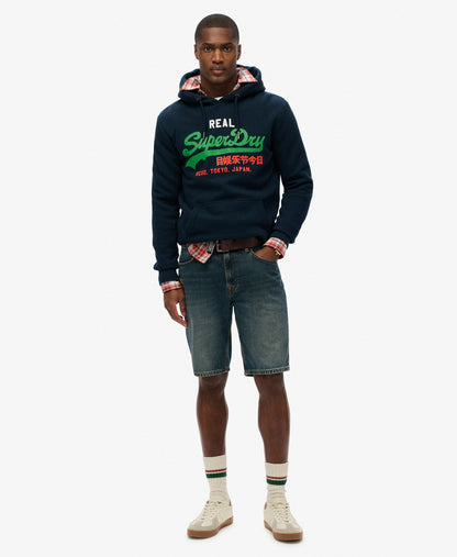 Vintage Logo Tri Slim Fit Hoodie | Eclipse Navy