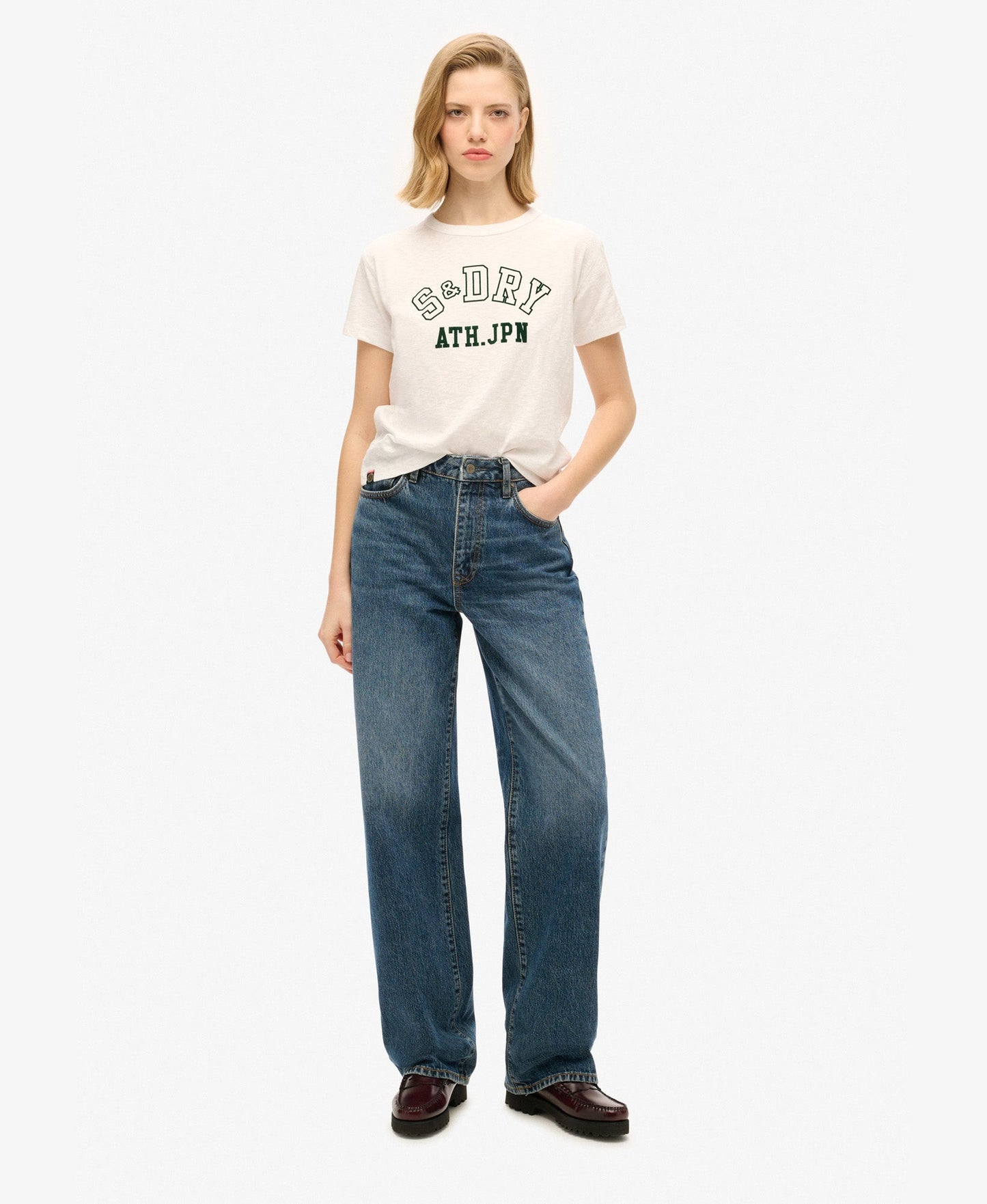 Athletic Graphic Fitted Slim Fit Tee | Off White Slub