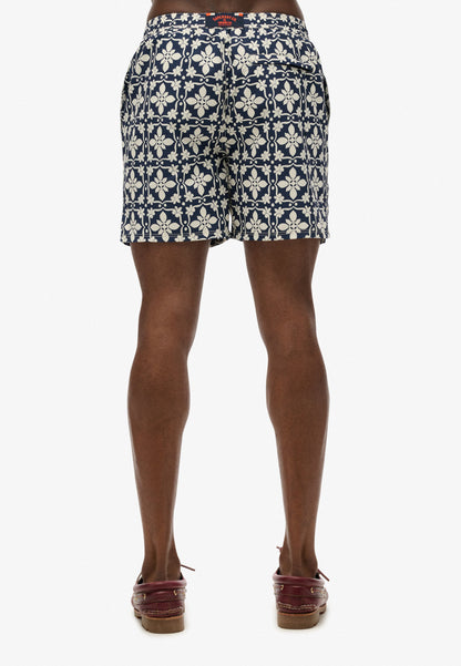 Tile Print 17'' Swim Short | Navy Tala Tile