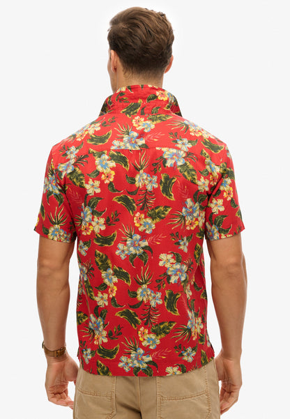 Hawaiian Print Shirt | Botanical Red
