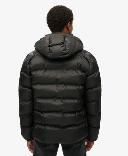 Hooded City Graphic Puffer Jacket | Black