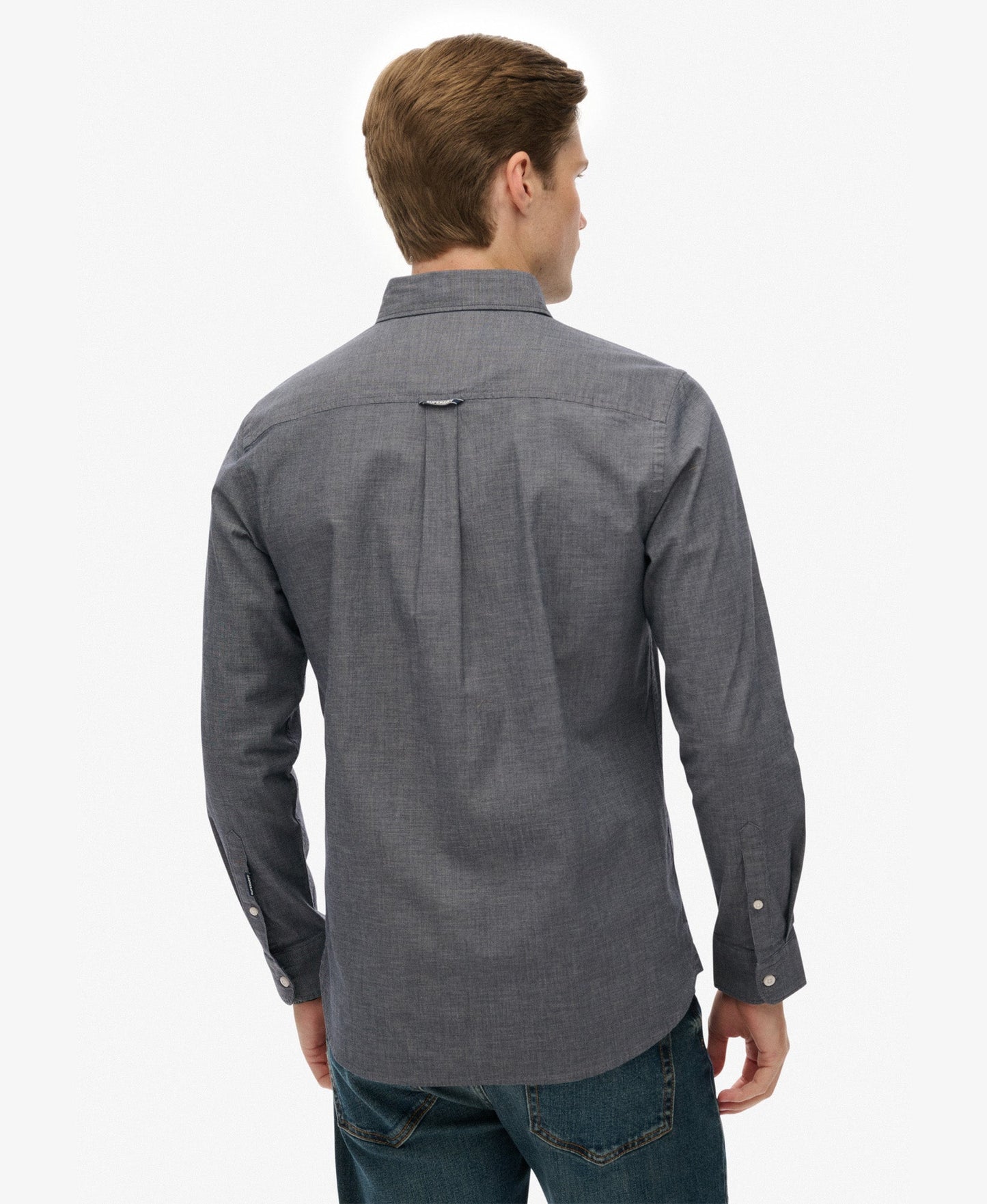Essentials Tailored Lite Slim Fit Shirt | Navy End On End