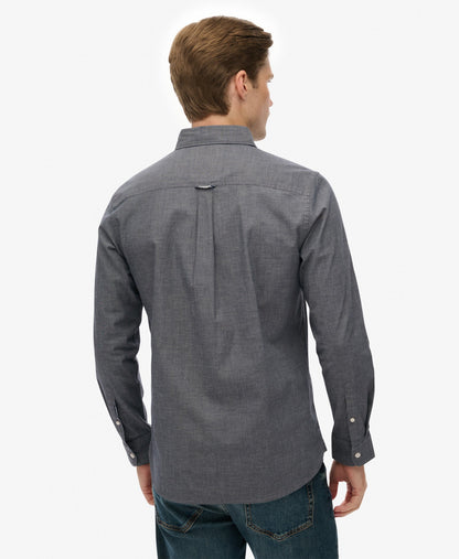 Essentials Tailored Lite Slim Fit Shirt | Navy End On End
