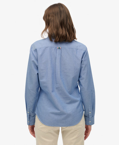 Slim Oxford Long Sleeve Shirt | Azure Blue Chambray Oxford