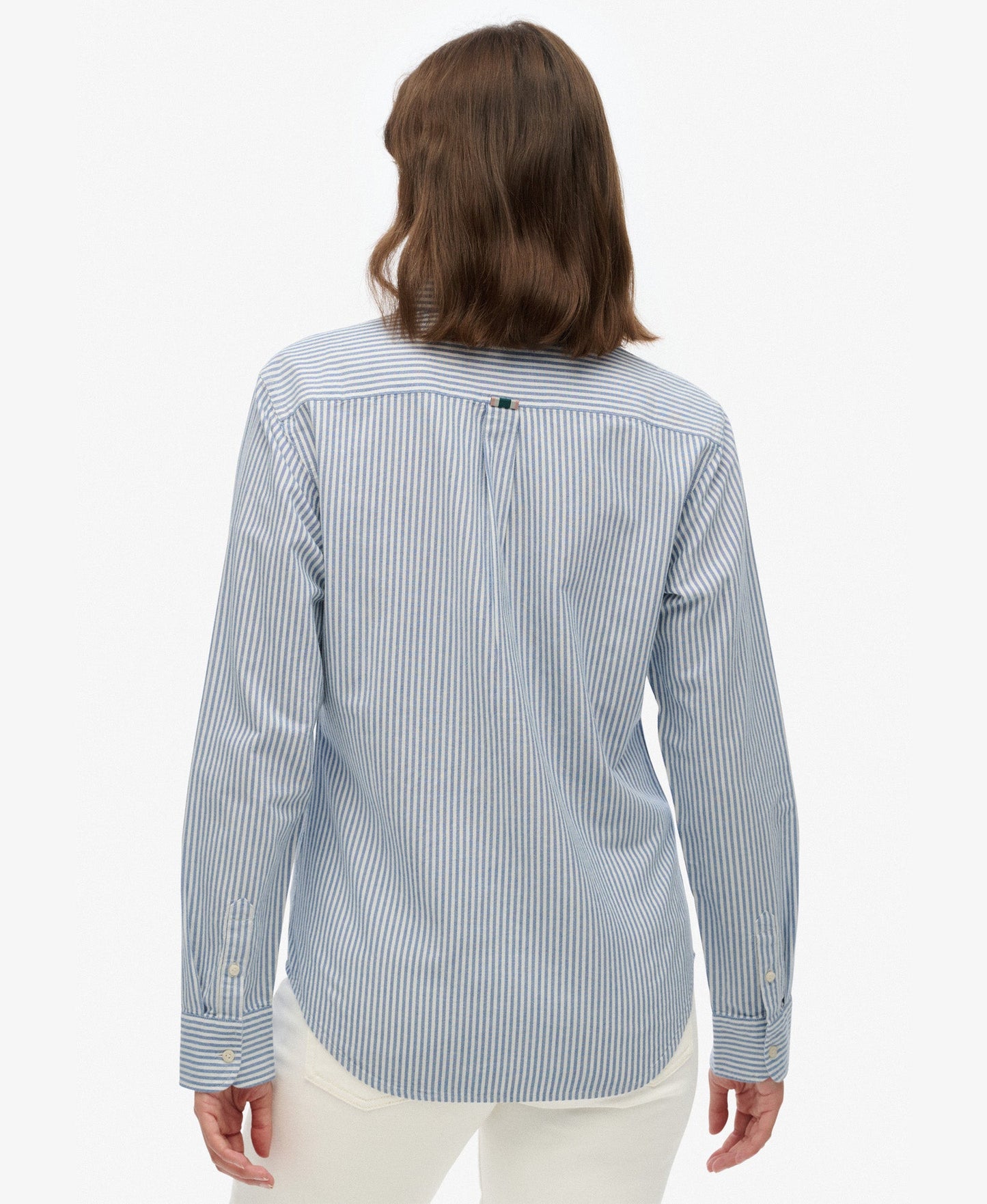 Slim Oxford Long Sleeve Shirt | Azure Blue Stripe Oxford