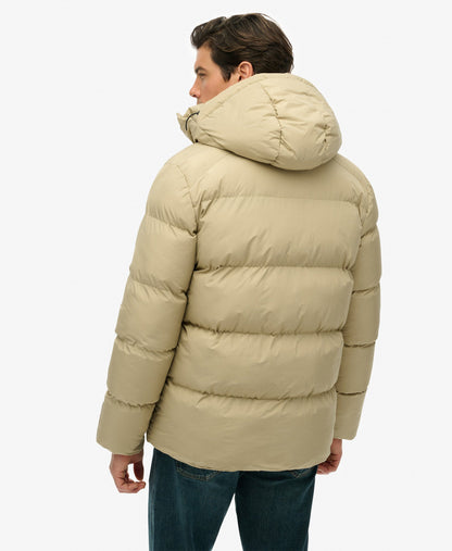 Hooded 5 Baffle Sports Puffer | Winter Twig Beige