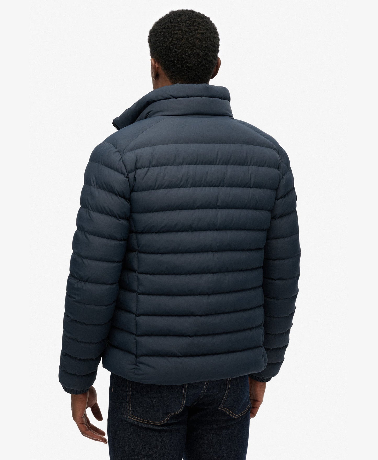 Fuji Print Padded Slim Fit Jacket | Eclipse Navy
