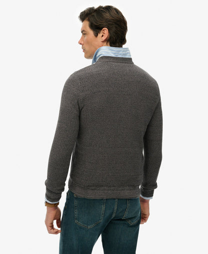 Light Weight Cotton Texture Jumper | Black/Dark Grey