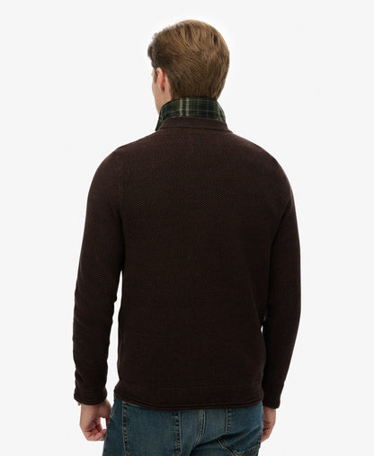 Light Weight Cotton Texture Jumper | Dark Brown/Black