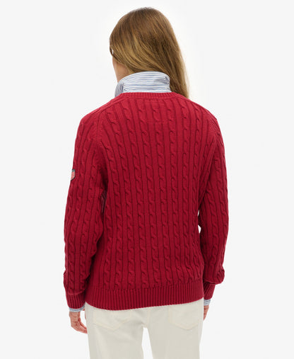 Slouchy Cable Knit | Bordeaux Red