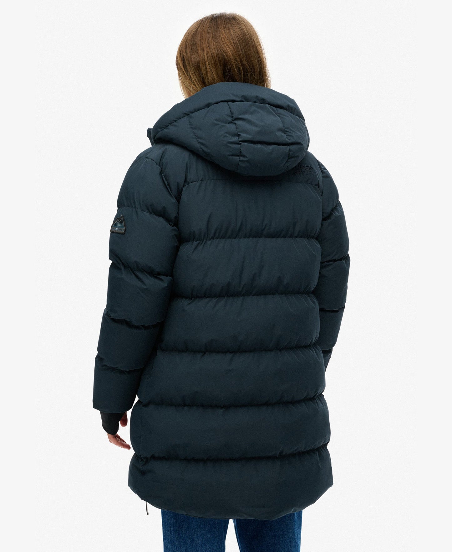 Hooded Sports Puffer Mid Jacket | Blueberry Navy