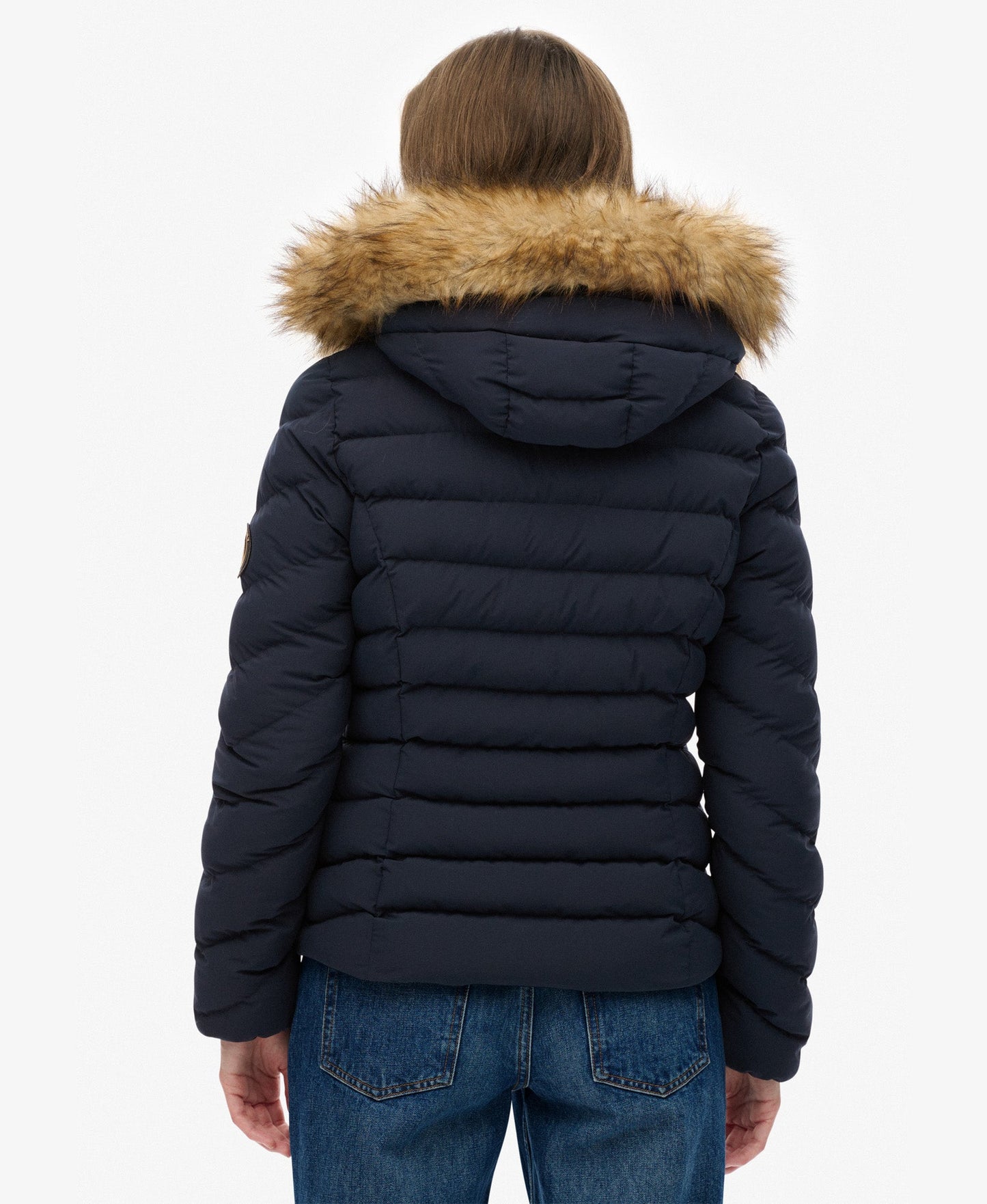 Fuji Faux Fur Slim Fit Hood Padded Jacket | Eclipse Navy
