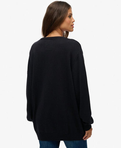 Oversized V Neck Jumper | Black
