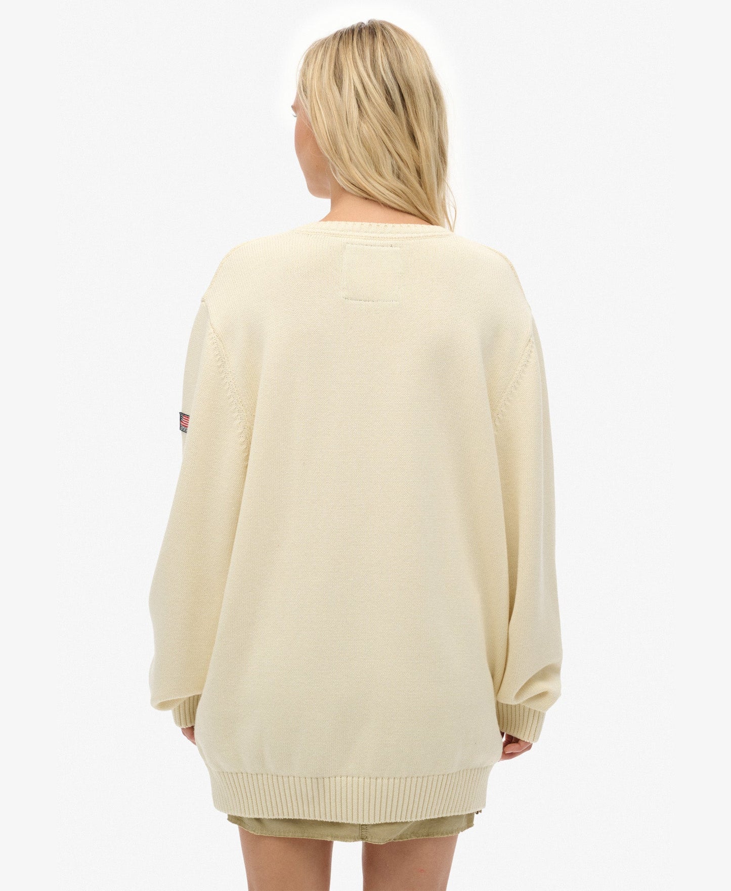 Oversized V Neck Jumper | Natural White