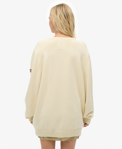 Oversized V Neck Jumper | Natural White