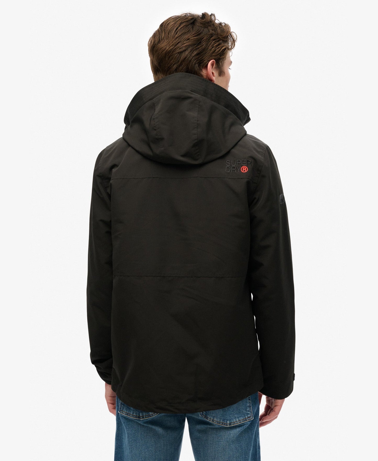 Slim Fit Hood Ultimate Embroidered Windbreaker | Black