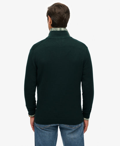 Slim Fit Essentials Cotton Half Zip | Enamel Green Marle
