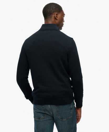 Slim Fit Essentials Cotton Half Zip | Eclipse Navy Marle