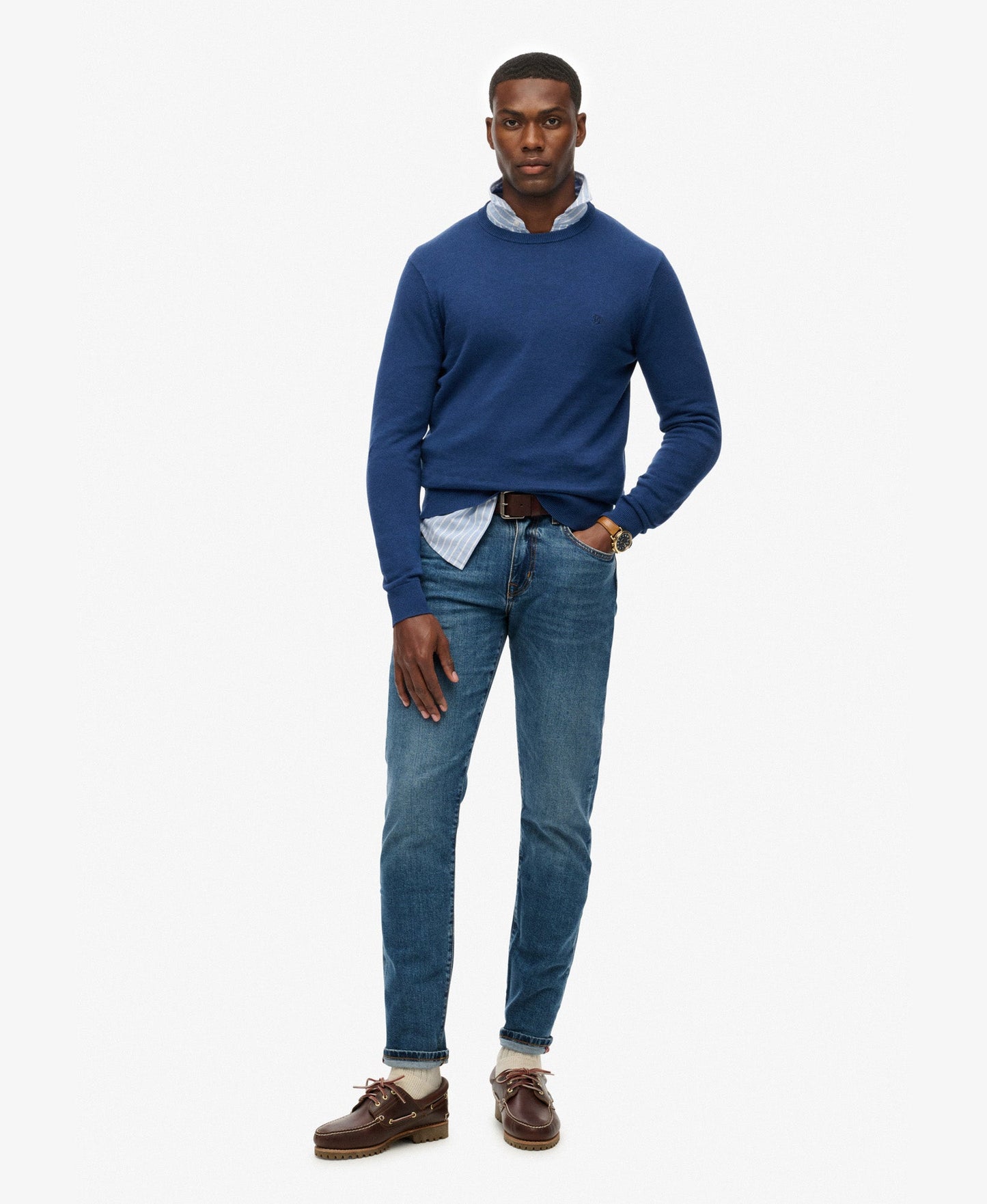 Essentials Cotton Jumper | Pilot Mid Blue Marle