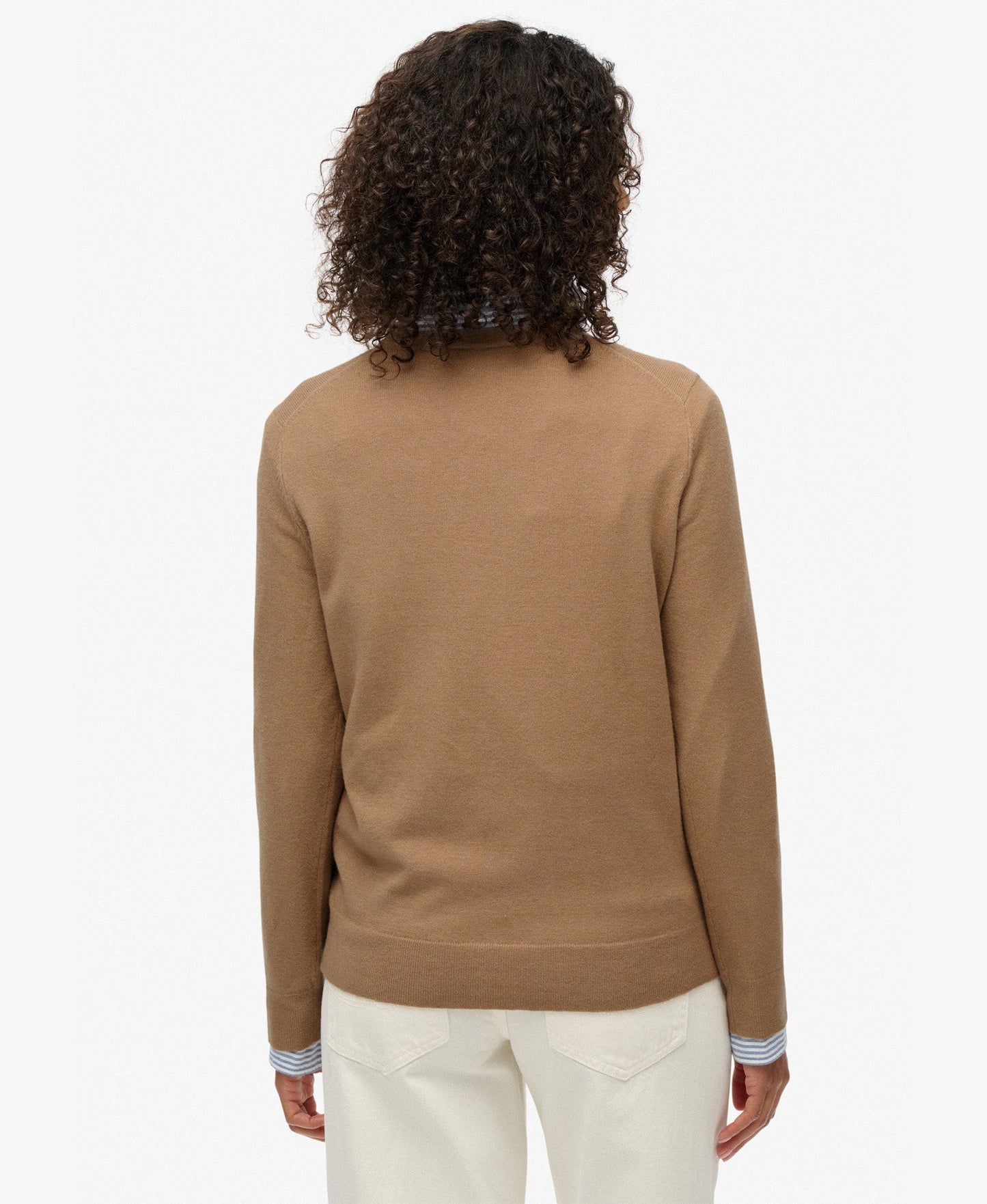 Classic V Neck Slim Fit Jumper | Light Taupe Marle
