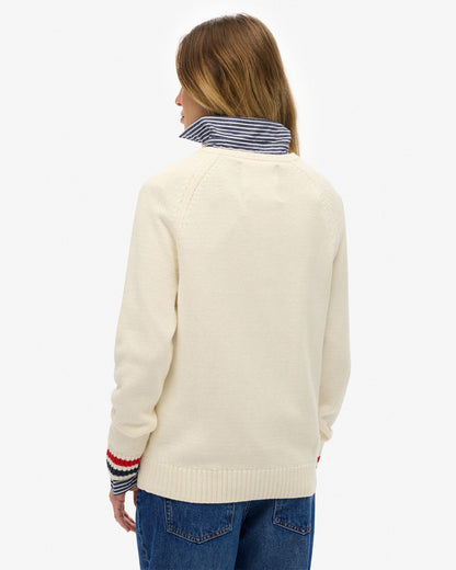 Slouchy Intarsia Graphic Knit | Desert Bone Off White