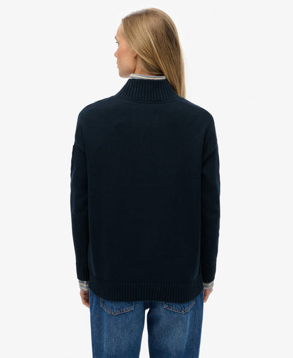 Slouchy Knitted Half Zip | Eclipse Navy